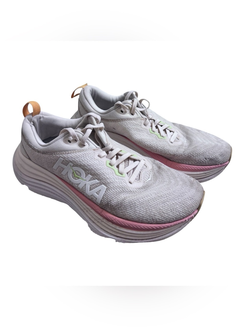 Hoka One One Women's Light Gray & Pink Athletic Running Shoes